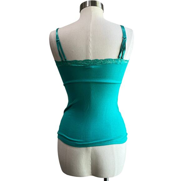 Express Green Heal Lace Trim Y2K Spaghetti Strap Tank Top Size XS - Picture 2 of 9